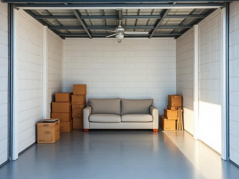 Interior de trastero de 6 metros cuadrados con sofá y cajas